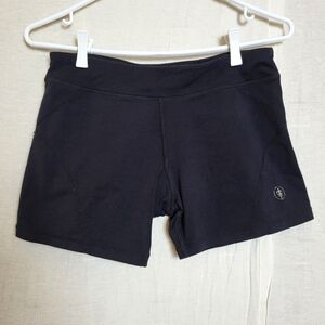 Athletic Shorts Black Mid-Thigh Length Nylon Activewear